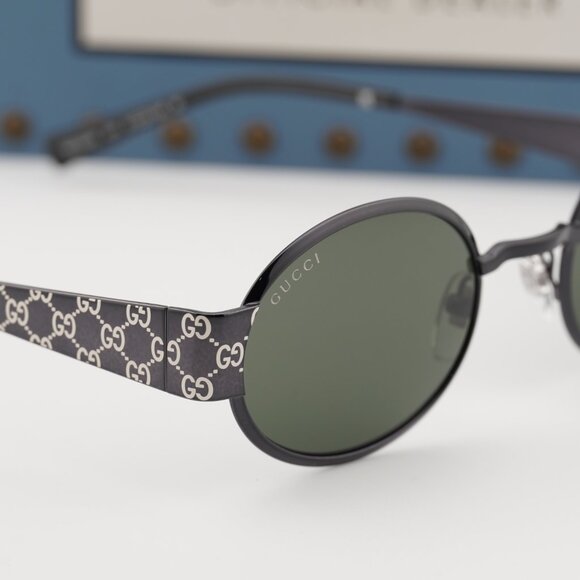 Gucci GG1854S 001 Oval Sunglasses – Ruthenium/Grey main image 4